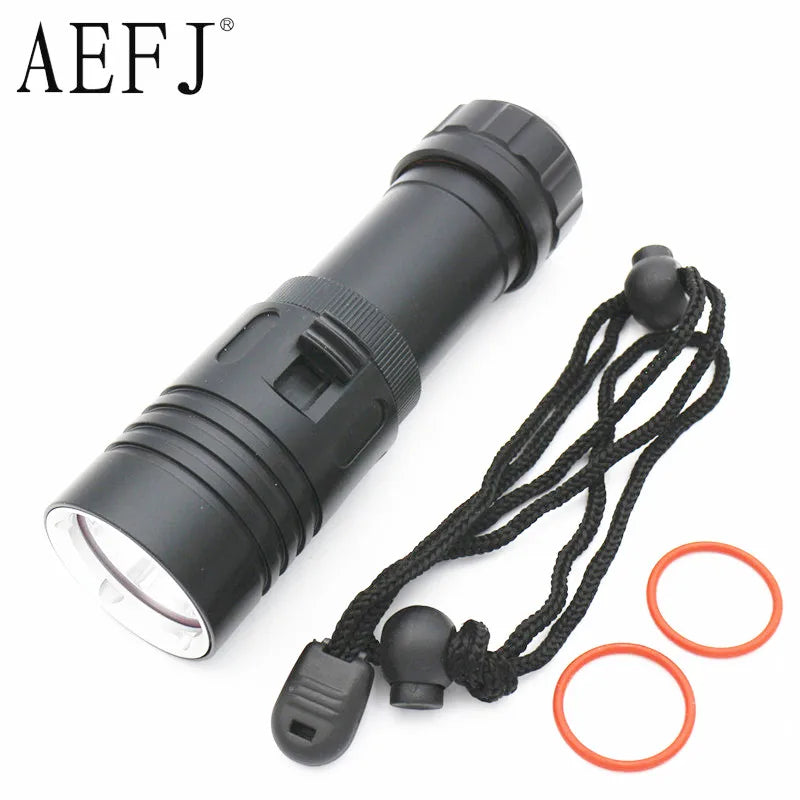 Waterproof IPX8 Diving Flashlight XM-L2 Yellow White LED Torch Dive Underwater 80M