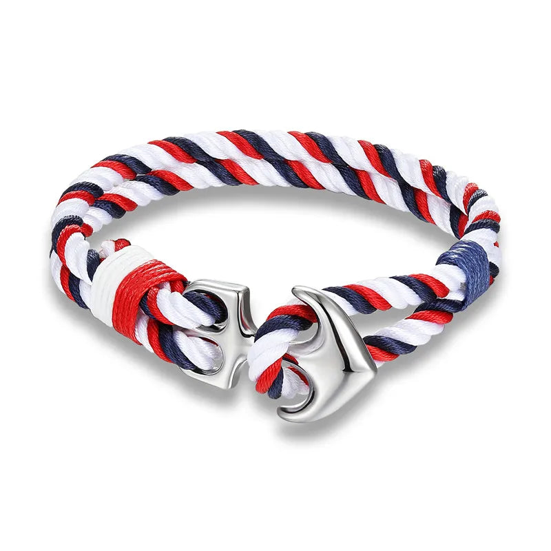 MKENDN High Quality Anchor Bracelets Men Charm Nautical Survival Rope Chain