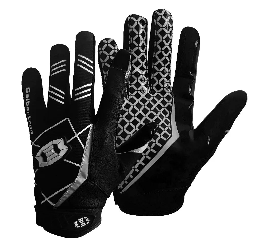 Seibertron Hot Classic Black American Football Gloves Outdoor Sport Camping Male