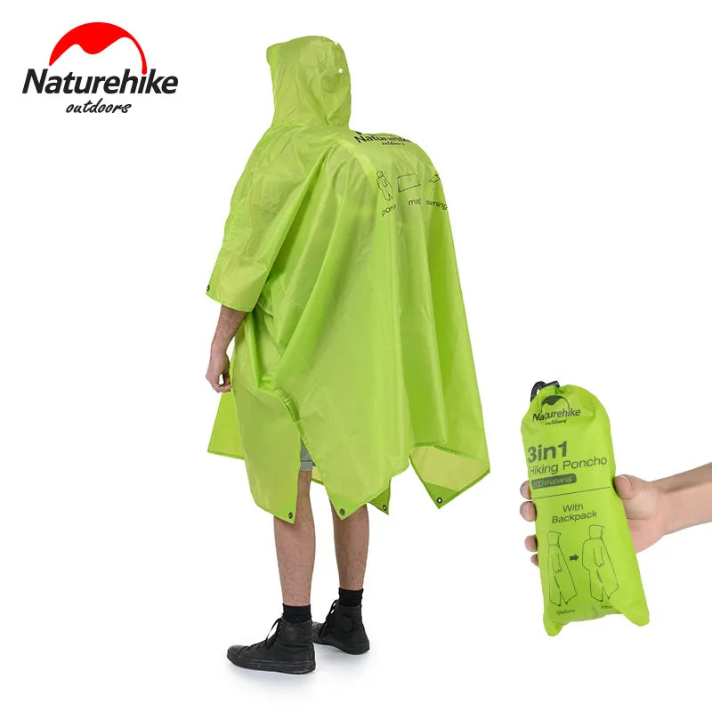 Naturehike Single Person Poncho Raincoat Backpack Cover Outdoor Awning Camping