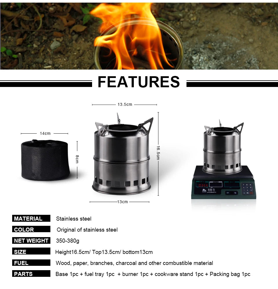 APG Outdoor wood gas wood-burning stove portable folding firewood stove camping