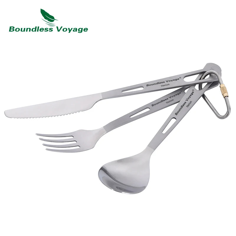 Boundless Voyage Titanium Camping Spoon Fork Spork Knife Chopsticks Straw Portable