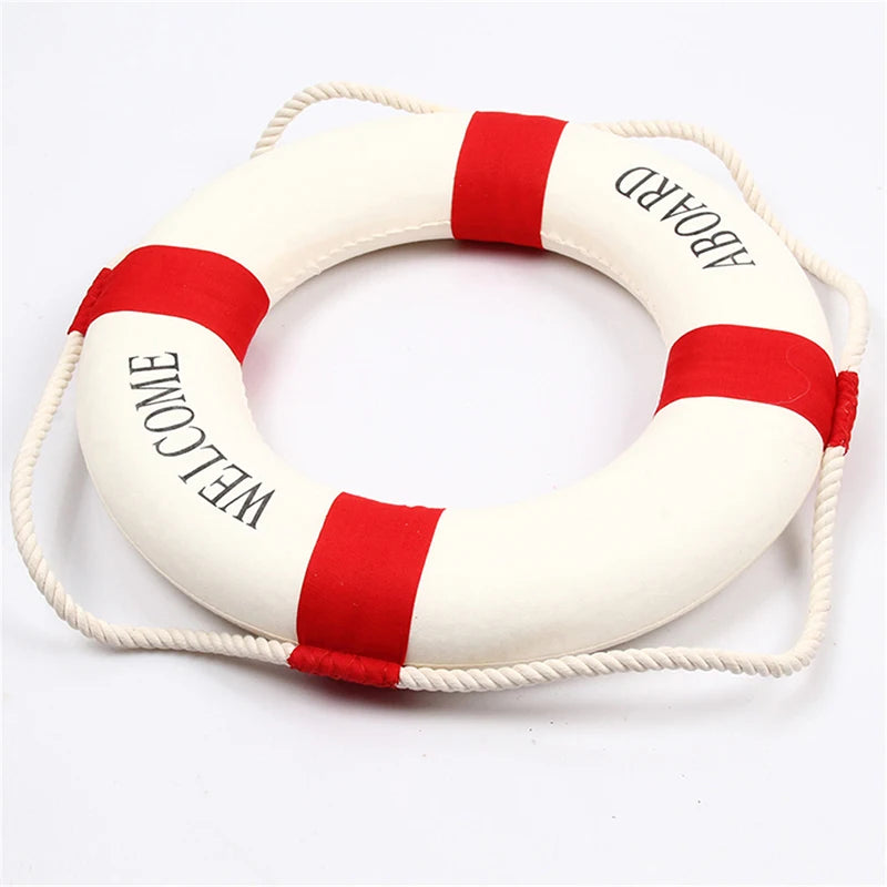 Nautical Style Welcome Decorative Red Blue Life Buoy Home Marine Beach Wall