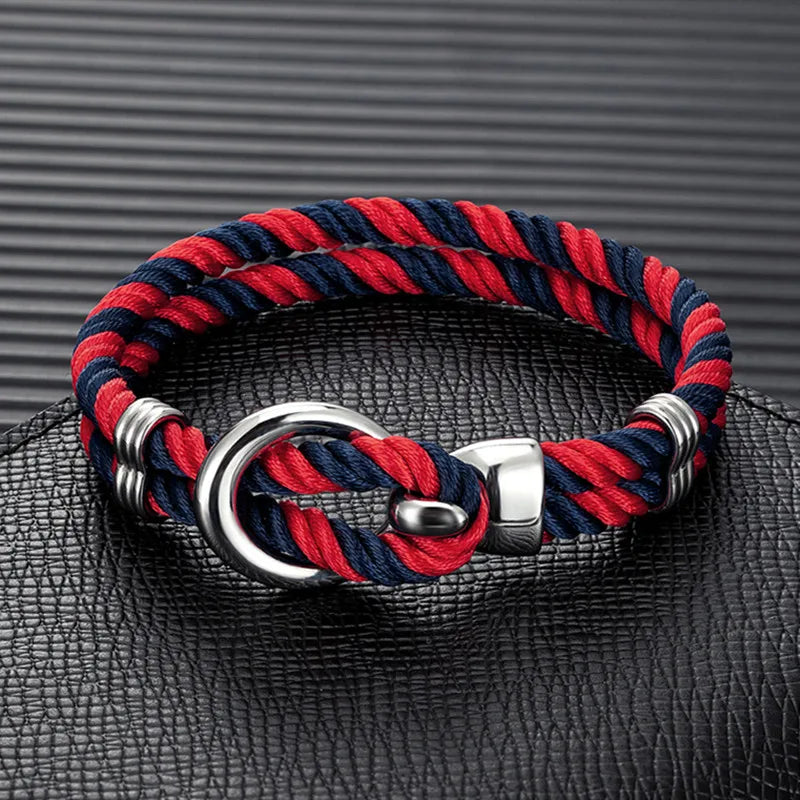 MKENDN Fashion Men Women Anchor Bracelets Charm Nautical Survival Rope Chain