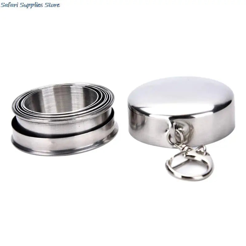 1Pcs Stainless Steel Folding Cup Travel Tool Kit Survival EDC Gear Outdoor Sports Mug