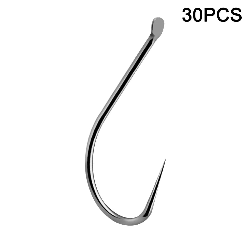 30PCS Small Fishing Hooks Fishhook for Stream Fishing  No Barb Hardened Bait Holders