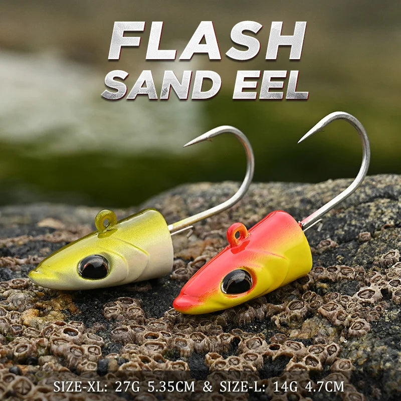 BLUX FLASH SAND EEL 14G/27G Soft Fishing Lure Tail Jig Head Hook Minnow Artificial