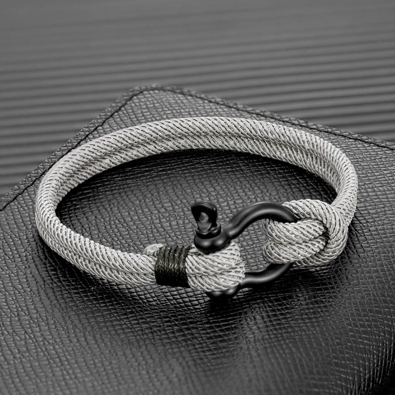 MKENDN Men Women Navy Blue Marine Sailor Rope Nautical Survival Shackle Bracelet