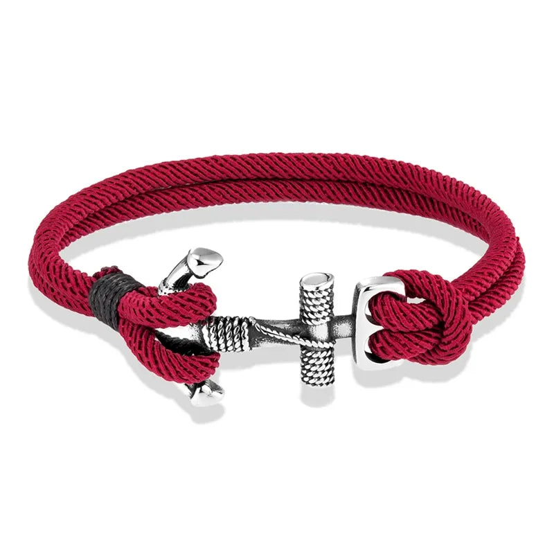 MKENDN Waterproof Anchor Bracelets Men Double Strand Nautical Survival Rope Bracelet