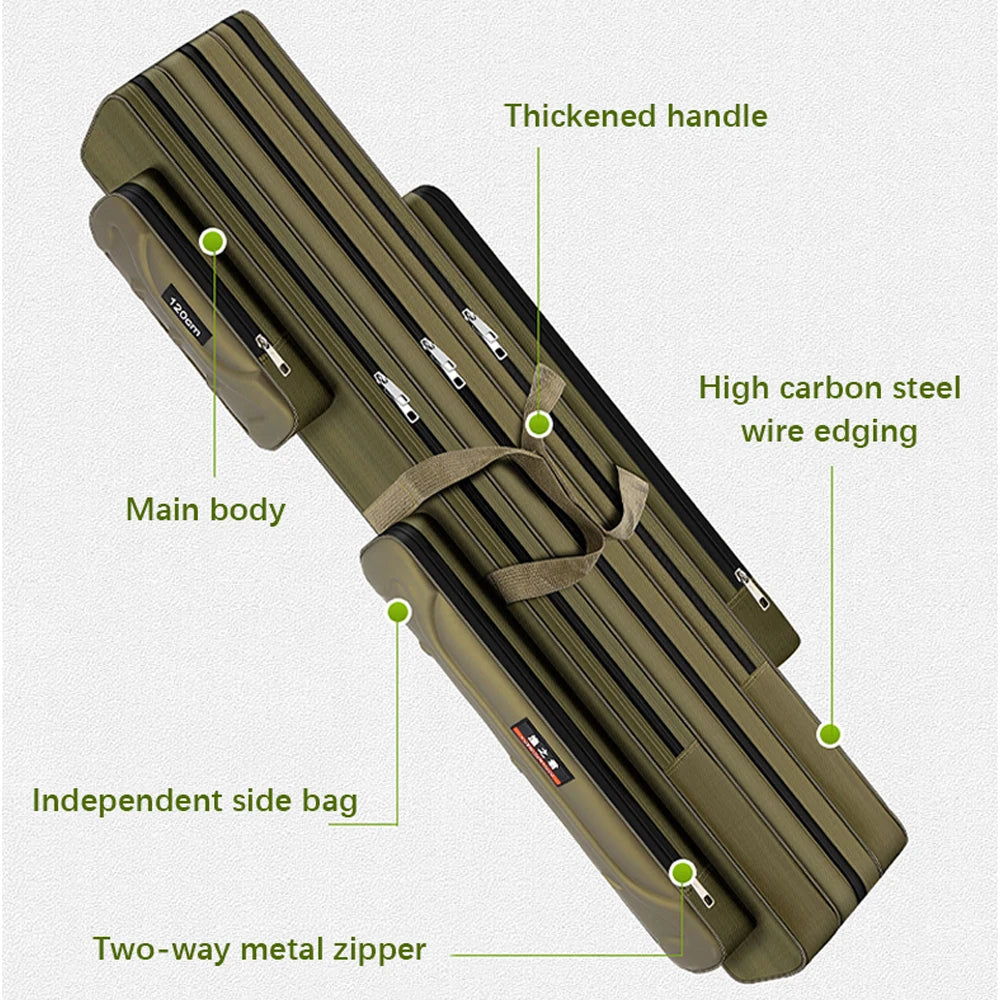 Army Green 1.3m Fishing Gear Package Foldable Canvas Fishing Rod Bag Long Soft