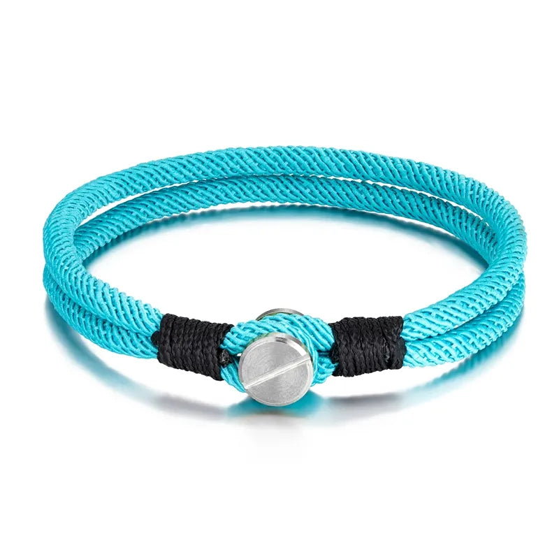 MKENDN Men Women Screw Bracelets Double Strand Nautical Survival Rope Paracord