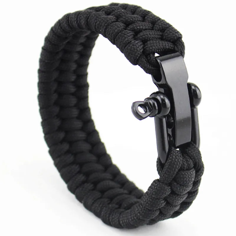 New Arrival Mens Stainless Steel Anchor Shackles Black Leather Bracelet Surf Nautical