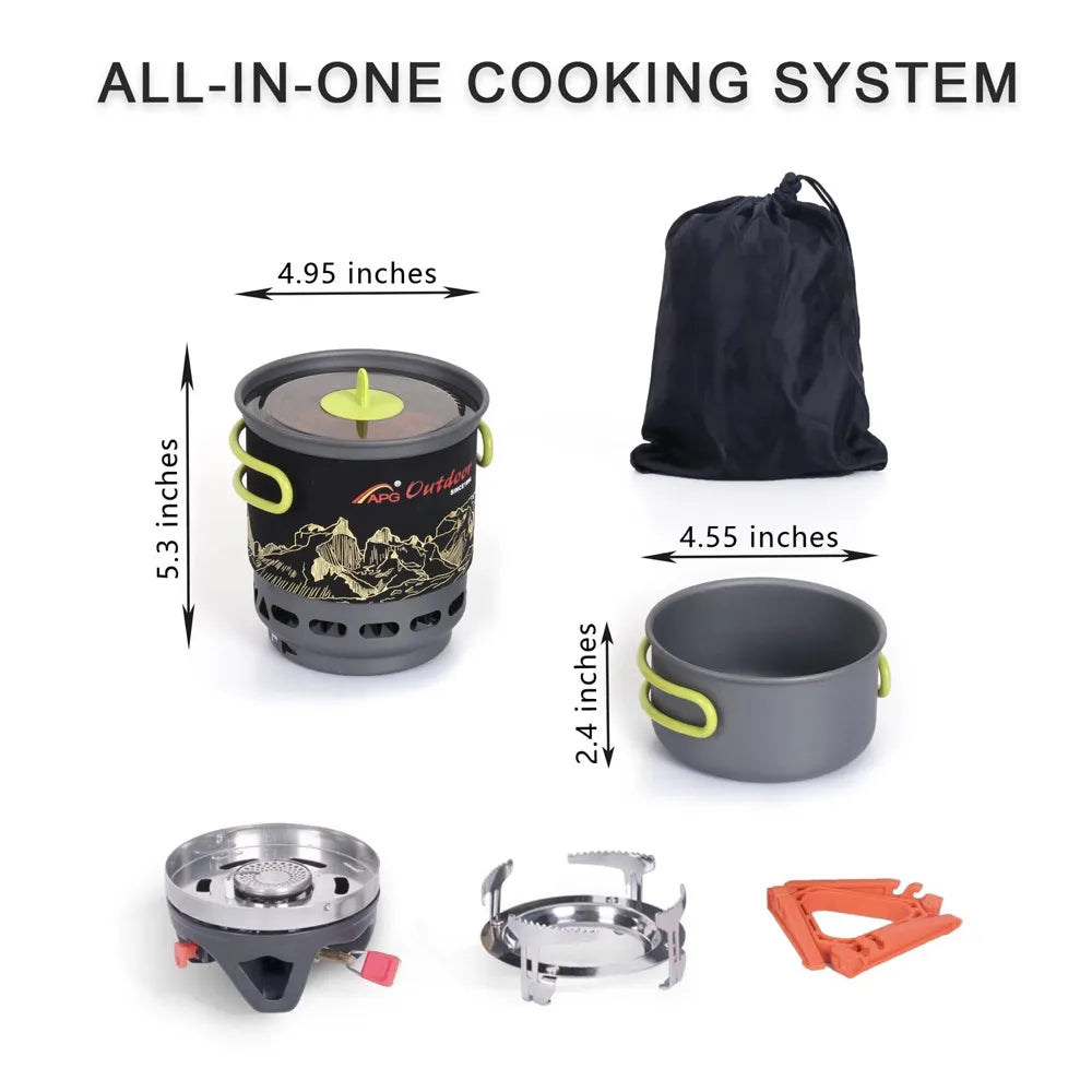 APG Camping Cookware Bowl Pot Pan Tableware Combination Gas Cooking System