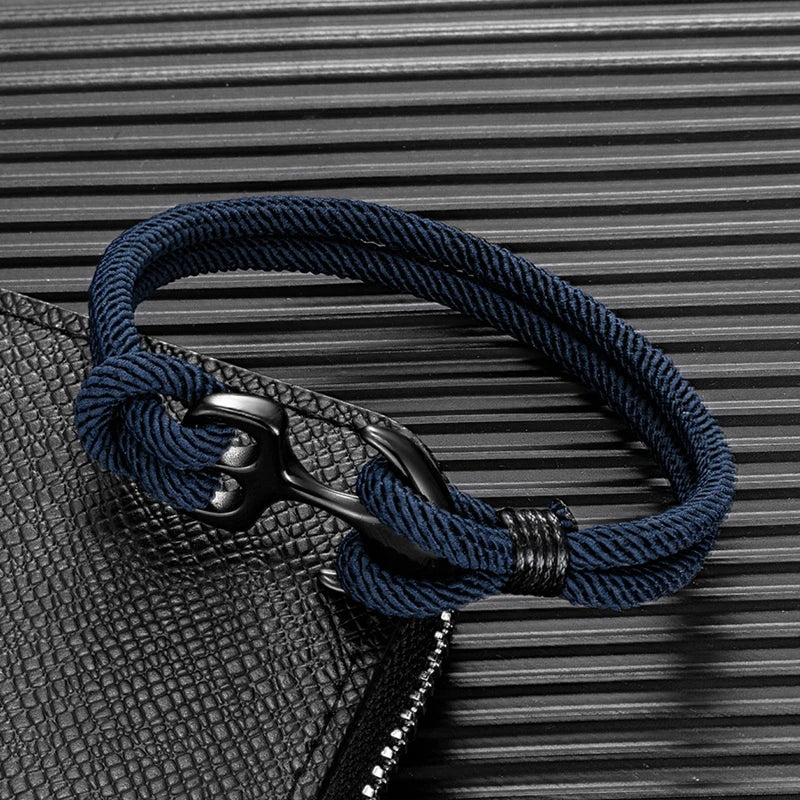 MKENDN Anchor Bracelets Men Double strand Nautical Survival Rope Paracord Bracelet