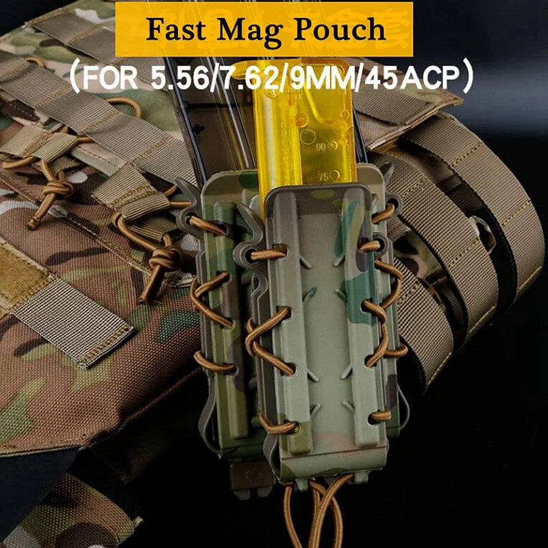 Tactical Molle Magazine Pouch 9mm 45ACP 5.56 7.62mm Rifle Pistol Mag Bag Double