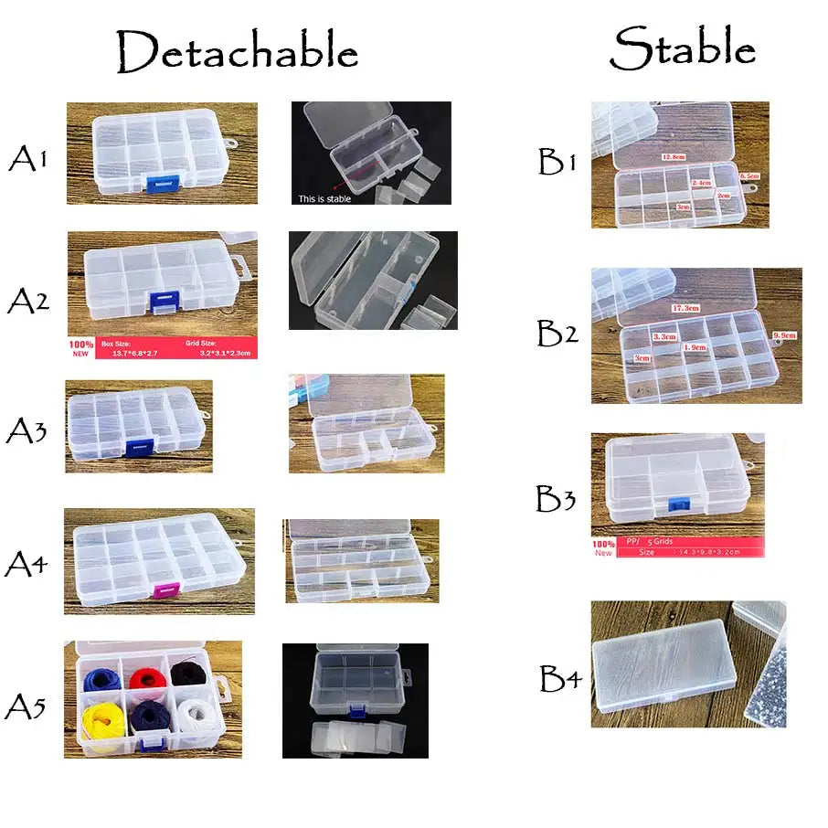 Multi Grids Plastic Detachable Storage Boxes Bins for Tools&Jewelry&Fishing Gear&Screw