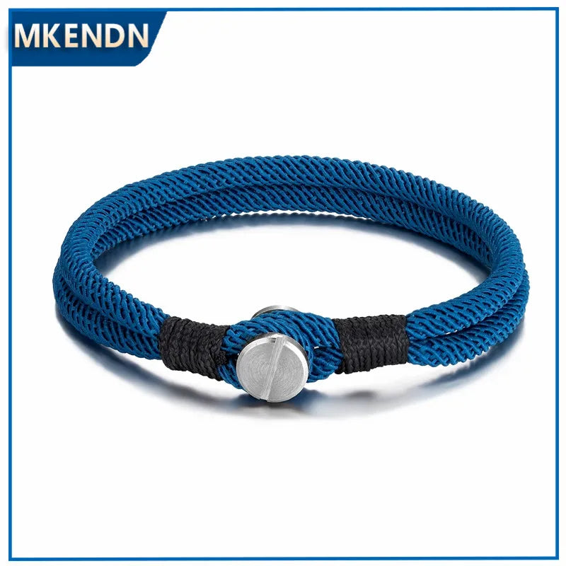 MKENDN Men Women Screw Bracelets Double Strand Nautical Survival Rope Paracord