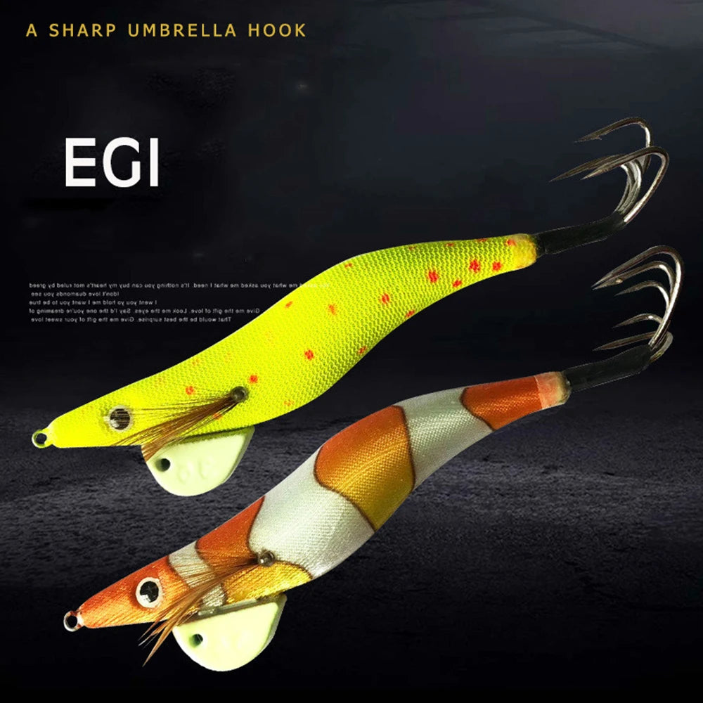 1Pcs Egi Squid Bait Octopus Hook Bionics  Wooden Shrimp Bait Fishing Gear Decoy