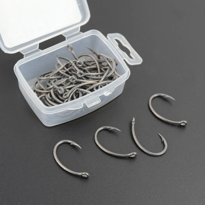 50 Pcs/lot Sea Offset Hook 2# 4# 6# 8# 10# Carp Fishing Soft Bait Hook Set Wide Belly