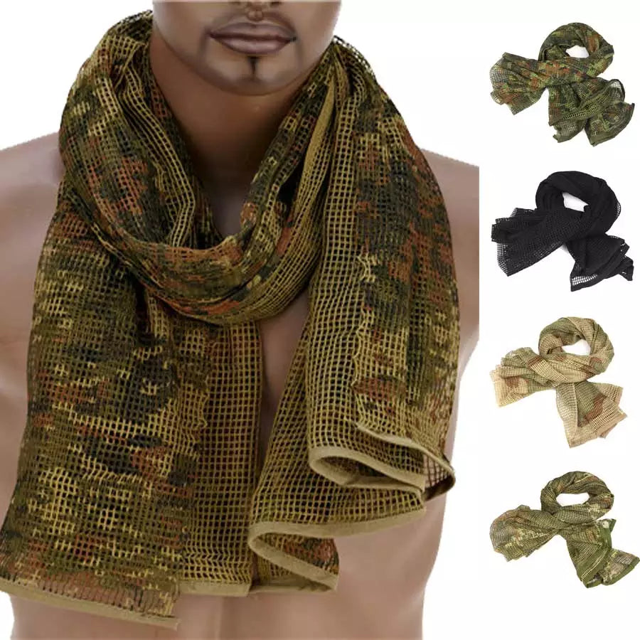 Cotton Military Camouflage Tactical Mesh Scarf Sniper Face Veil Camping Hunting Multi