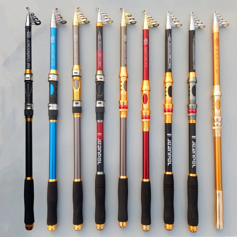 Professional 2.1M-3.6M Carbon Fiber Telescopic Fishing Rod Portable Spinning Fishing