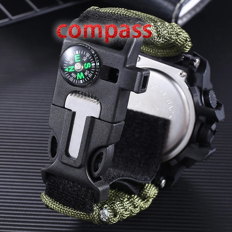 ADDIES Men Military Sports Digital Watches Compass Outdoor Survival Multi-function Waterproof Men's Watch Relogio Masculino