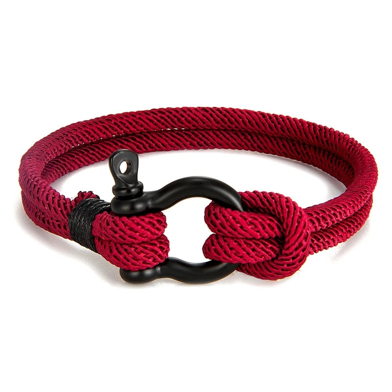 MKENDN Men Women Navy Blue Marine Sailor Rope Nautical Survival Shackle Bracelet
