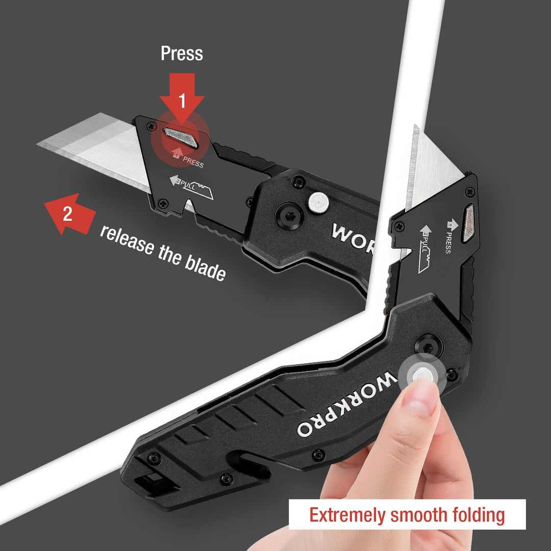 WORKPRO Folding Utility Knife Quick Change Blade Folding Knife Outdoor Camping Tool