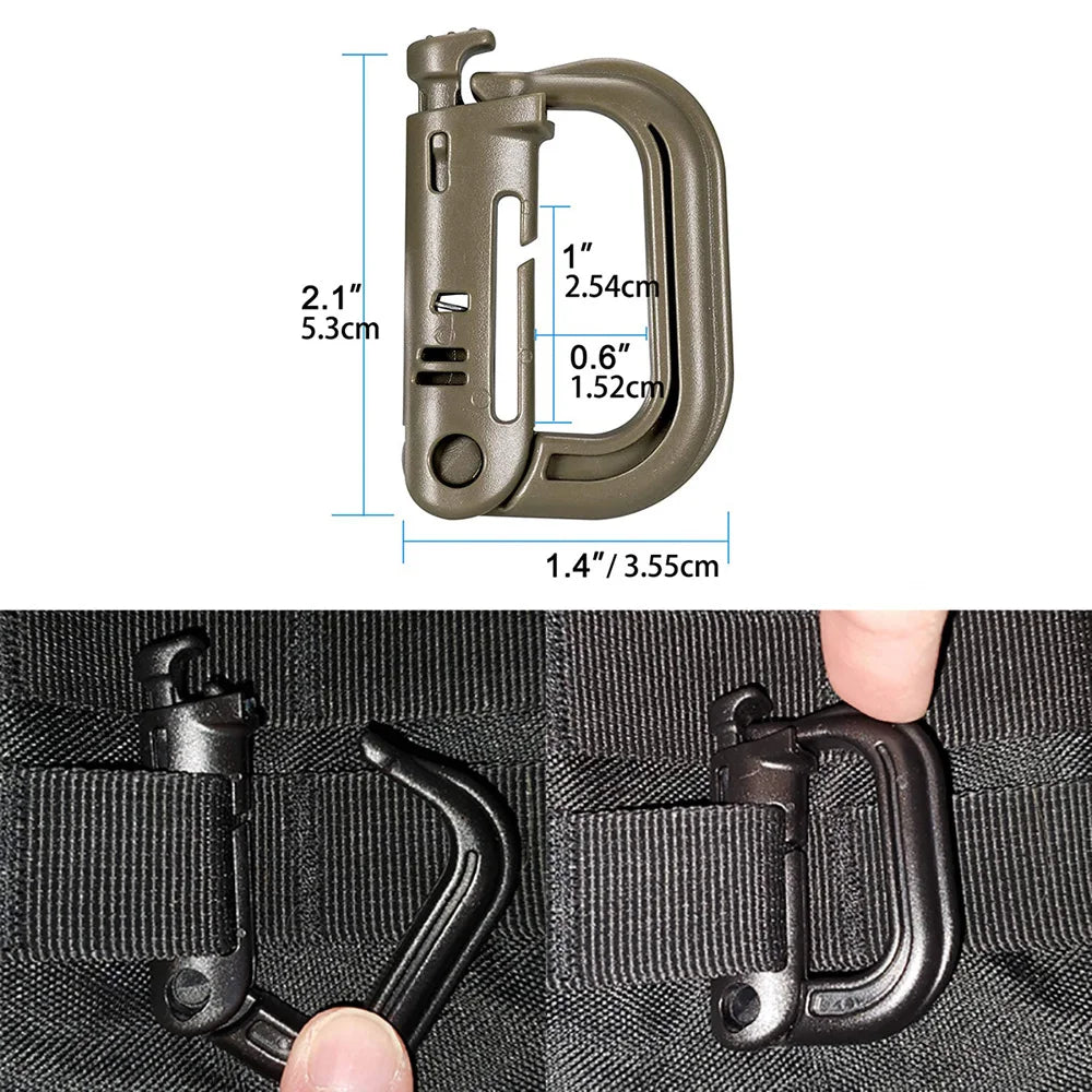 Kit of 25 Molle Accessories Kit Attachment D-Ring Grimloc Locking Gear Clip Webbing
