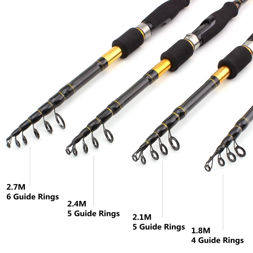 NEW Promotion! 1.8m 2.1m 2.4m 2.7m carbon rod M power Spinning Casting Rod  Portable