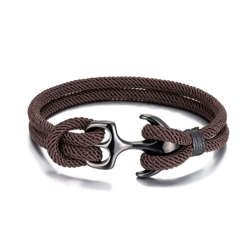 MKENDN Anchor Bracelets Men Double strand Nautical Survival Rope Paracord Bracelet