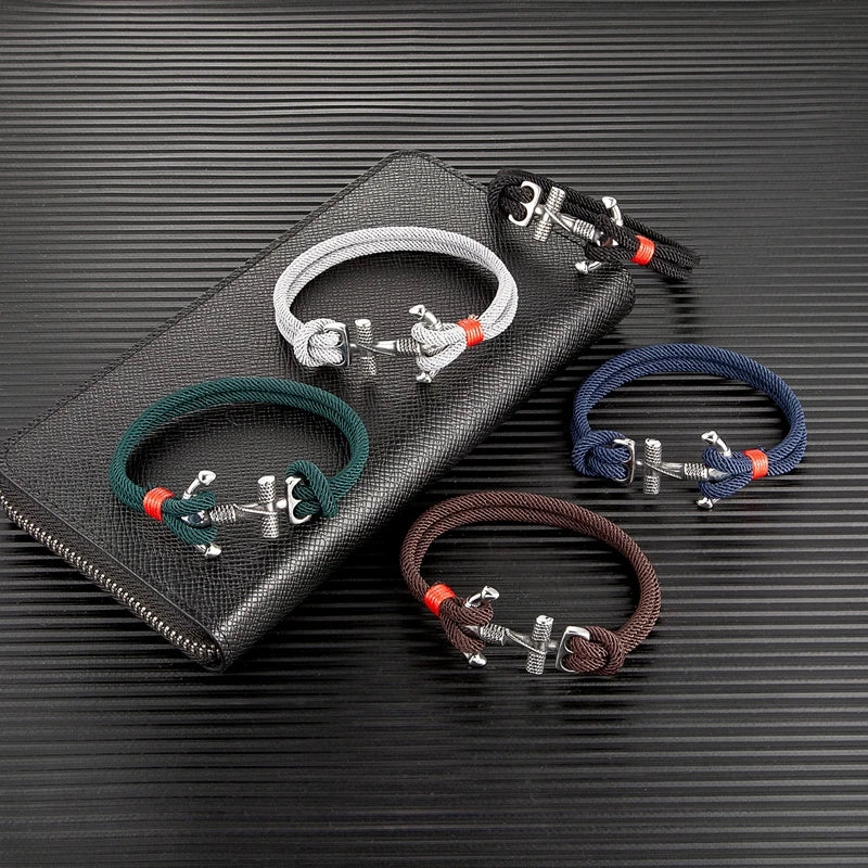 MKENDN Minimalist Sailing Bracelet For Men Women Stainless Steel Anchor