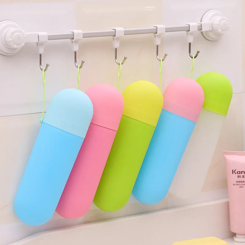 Portable Travel Toothbrush Holder Cover Plastic Storage Cup Hiking Camping Toothpaste