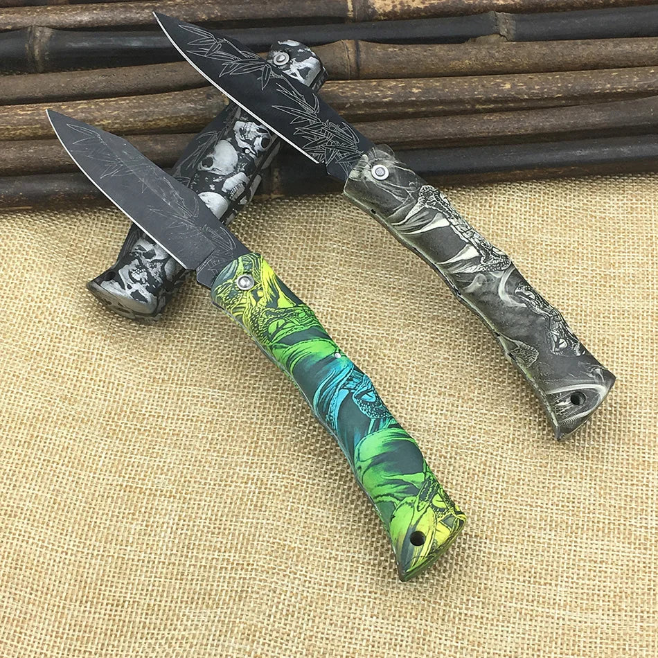 Cool Skull Pattern Ghost ABS Handle Folding knife Camping Survival Knife Pocket Fruit