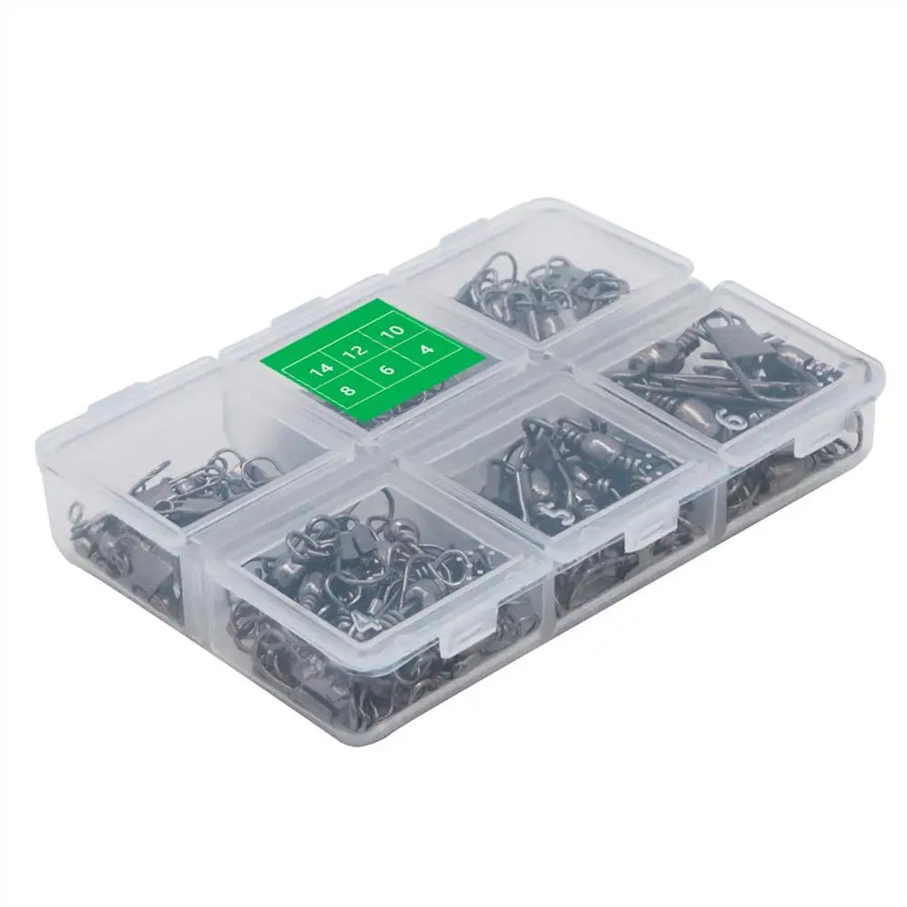 100pcs/box 6 Size Swivel Fishing Connector Snap Pin Rolling Fishing Lure Tackle Alloy