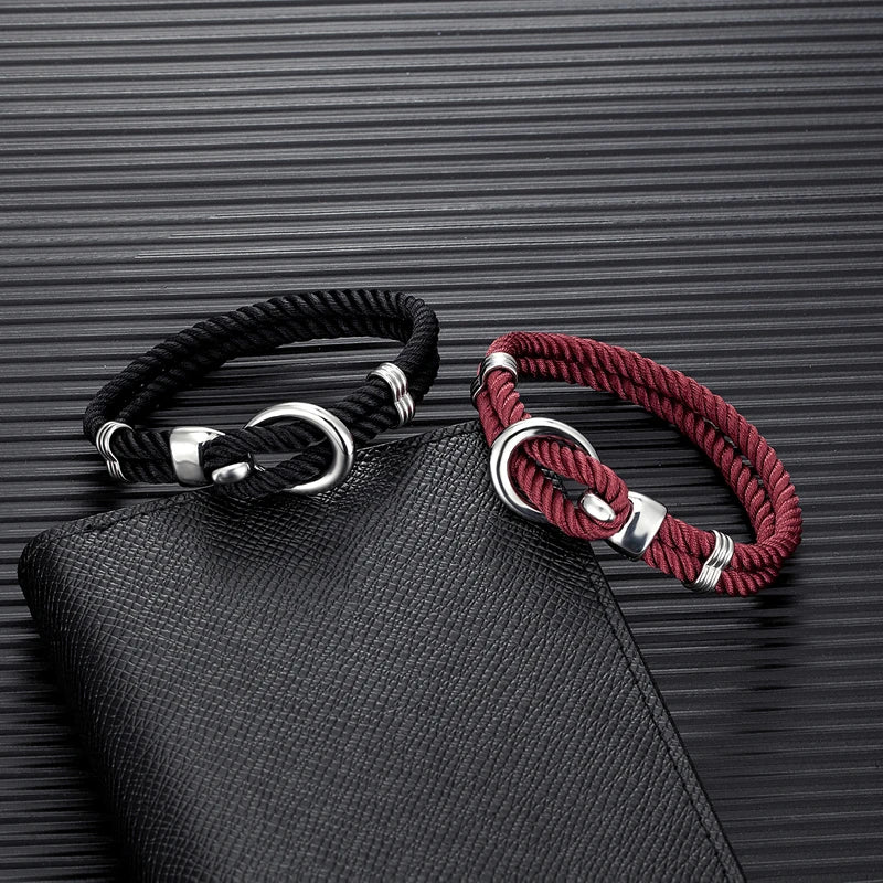 MKENDN Fashion Men Women Anchor Bracelets Charm Nautical Survival Rope Chain