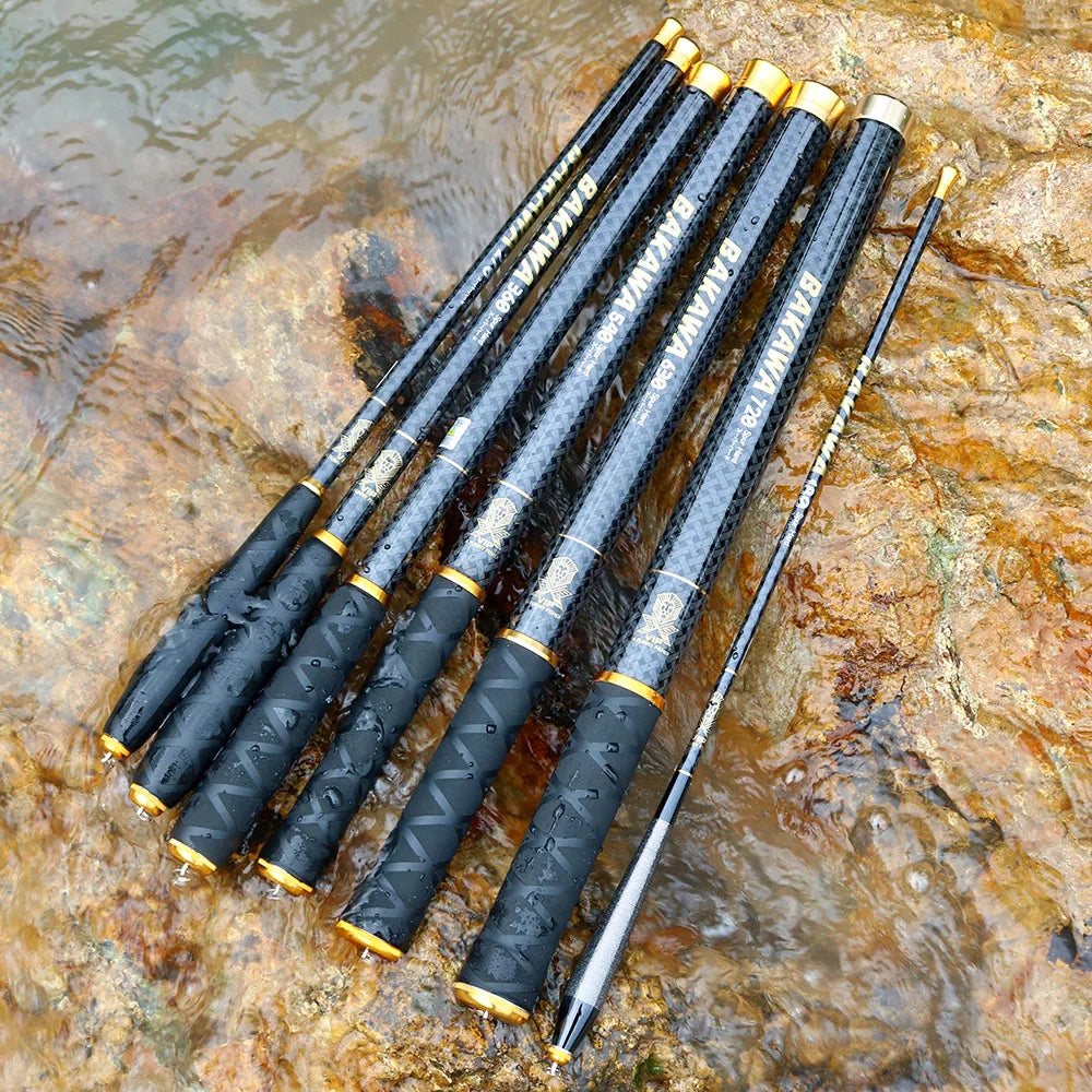 JOSBY Mini Hand Fishing Rod Telescopic Sea Saltwater Freshwater Carbon Fiber Casting Stream Pole River Lake Pesca 3.6M~7.2M