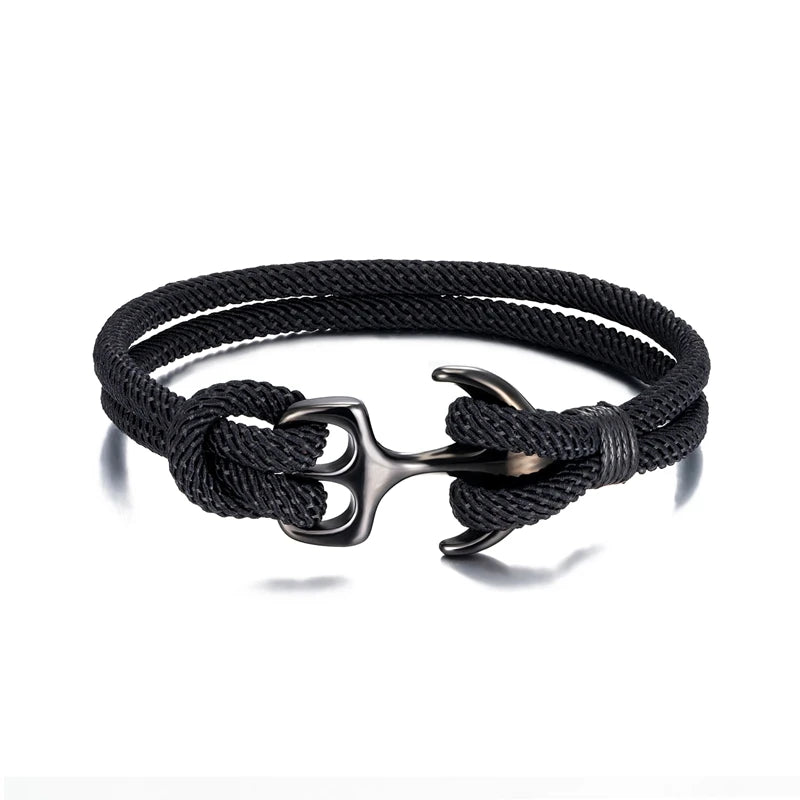 MKENDN Anchor Bracelets Men Double strand Nautical Survival Rope Paracord Bracelet