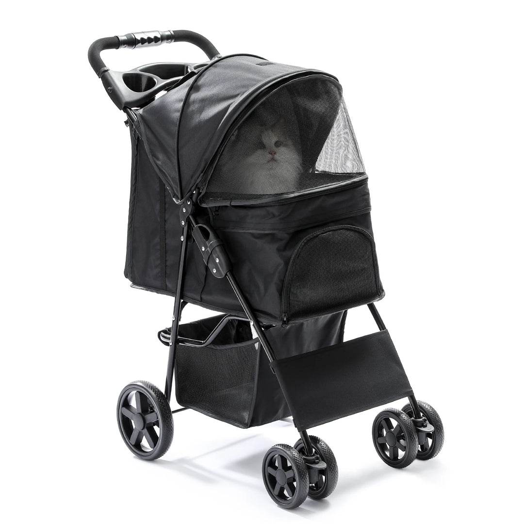 Foldable Pet Stroller Portable Dog Cat Trolley Breathable Carrier for Dog Kitten Travel