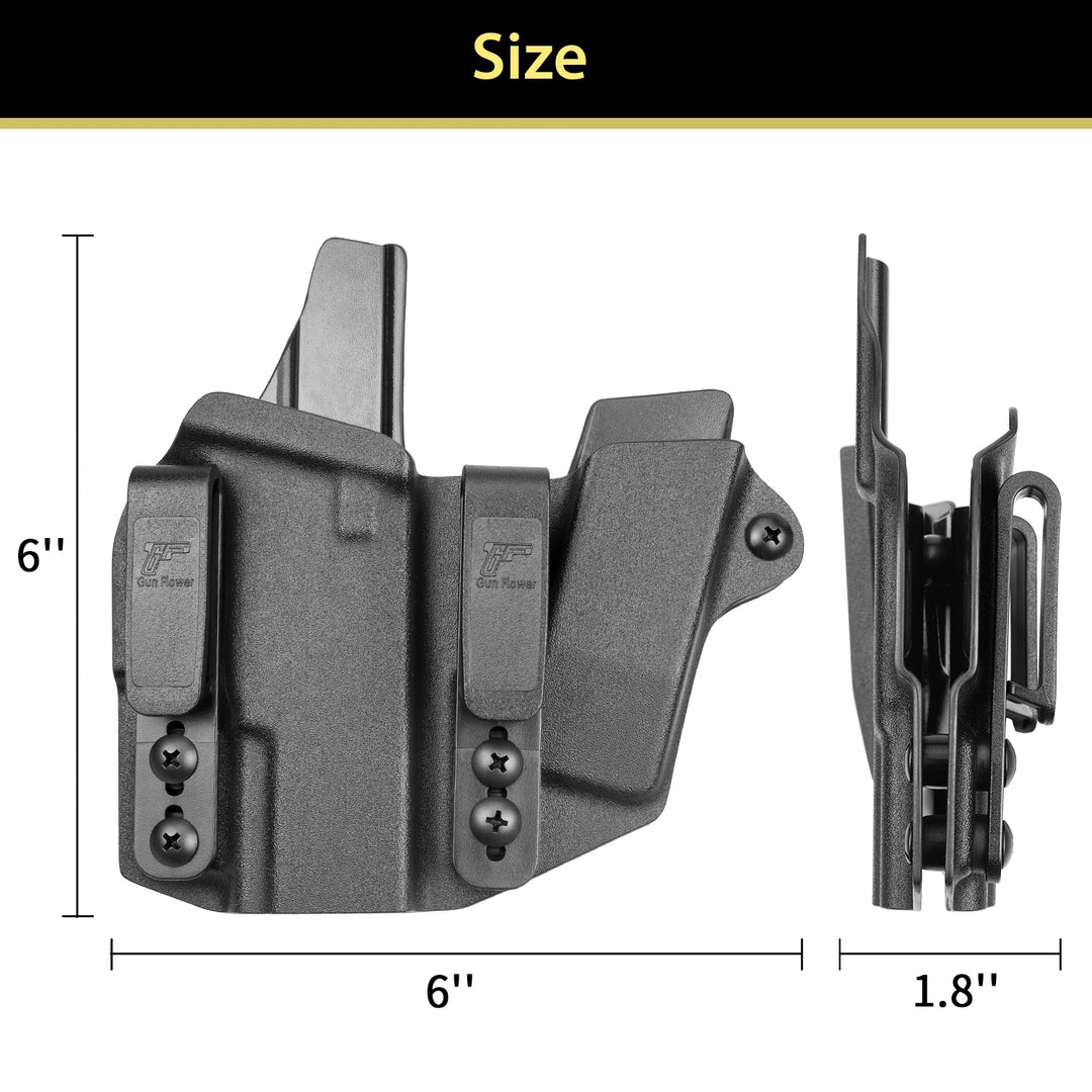 Gun&Flower Sidecar Kydex Gun Holster Fits G2C/G3C Or G19 G17 Compatible and Gun Holster wit Magazine Pouch Tactical Pistol Cases