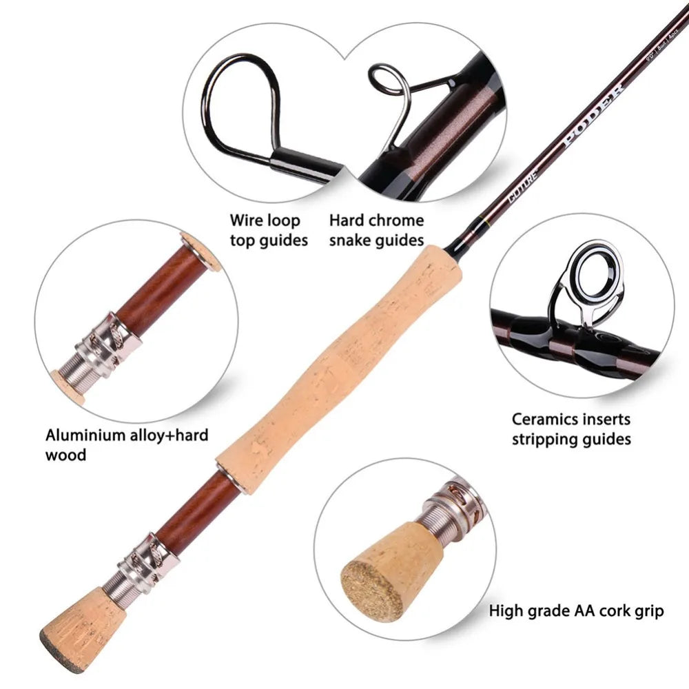 Goture PODER Fly Rod 2.7M/9FT Carbon Fiber Portable 4 Sections 4/5/7/8WT