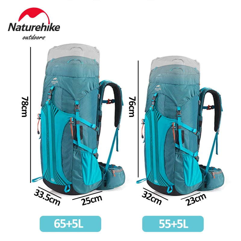 Naturehike 55L Camping Hiking Backpack External Frame Hiking Backpacks 65L Large