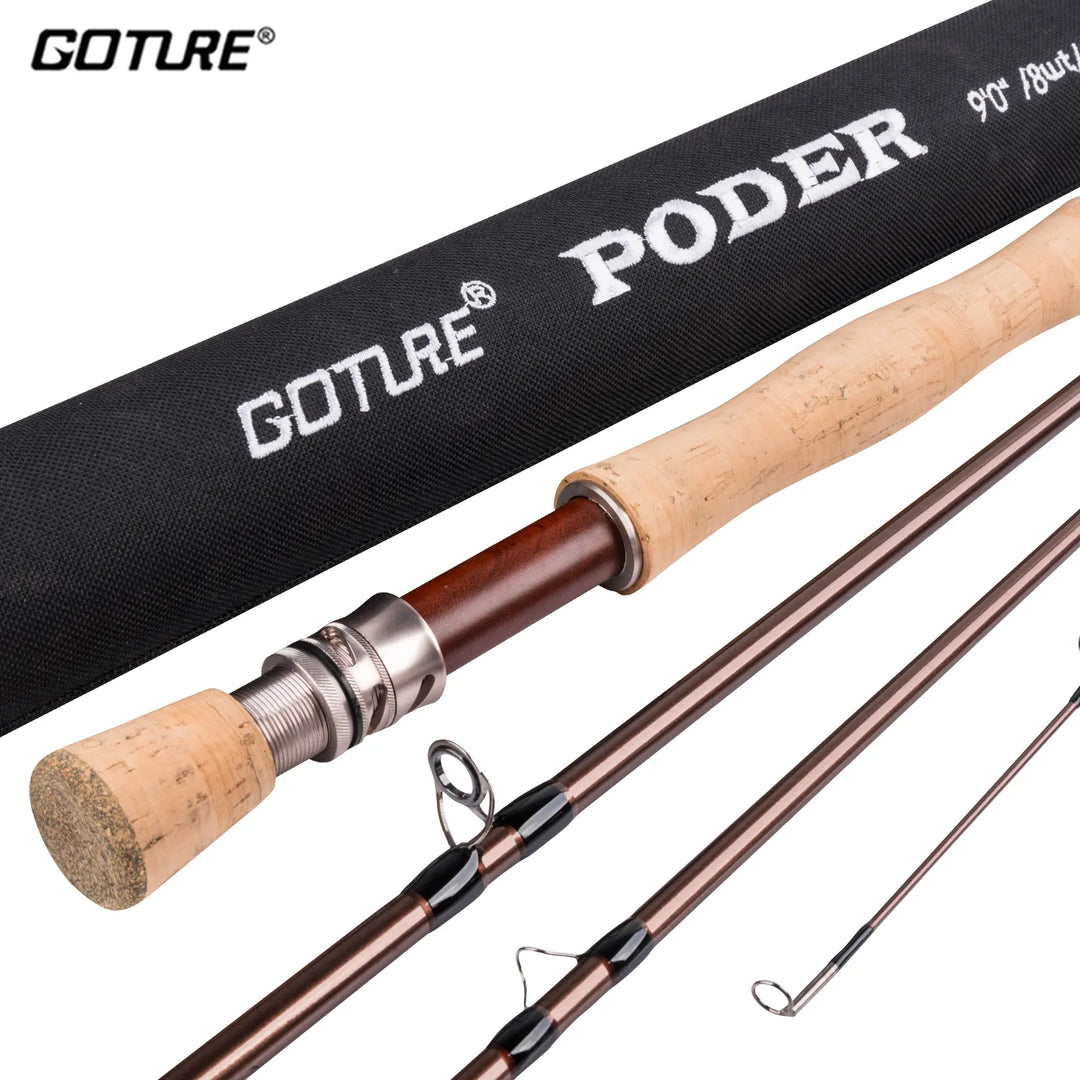 Goture PODER Fly Rod 2.7M/9FT Carbon Fiber Portable 4 Sections 4/5/7/8WT