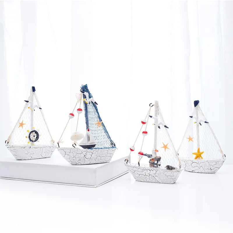 Nautical Sailboat Model Room Home Decoration Figurines Miniatures Mediterranean Style