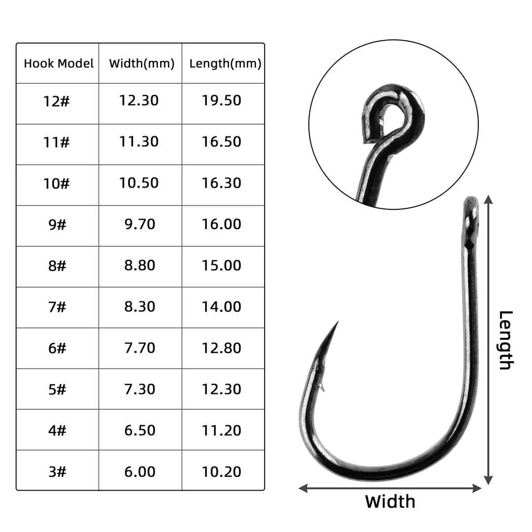 Aorace Fishing Hooks Set High Carbon Steel Barbed FishHooks for Saltwater Freshwater