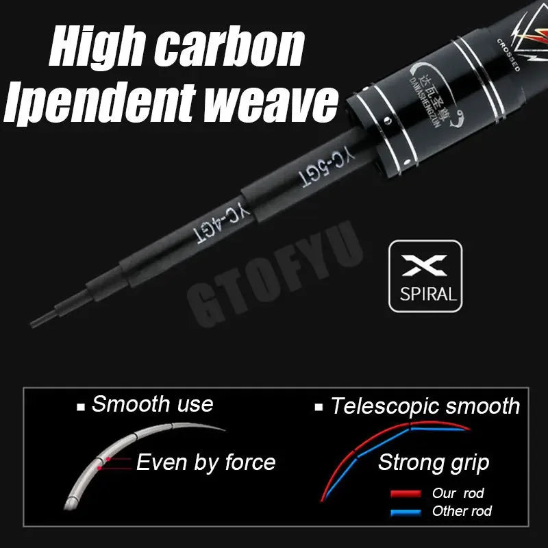 High Quality Carbon Super Light Fishing Rod Positionable Fiber Telescopic Handle Stream Pole 3.6M4.5M7.2M8M9M10M Travel Carp Rod