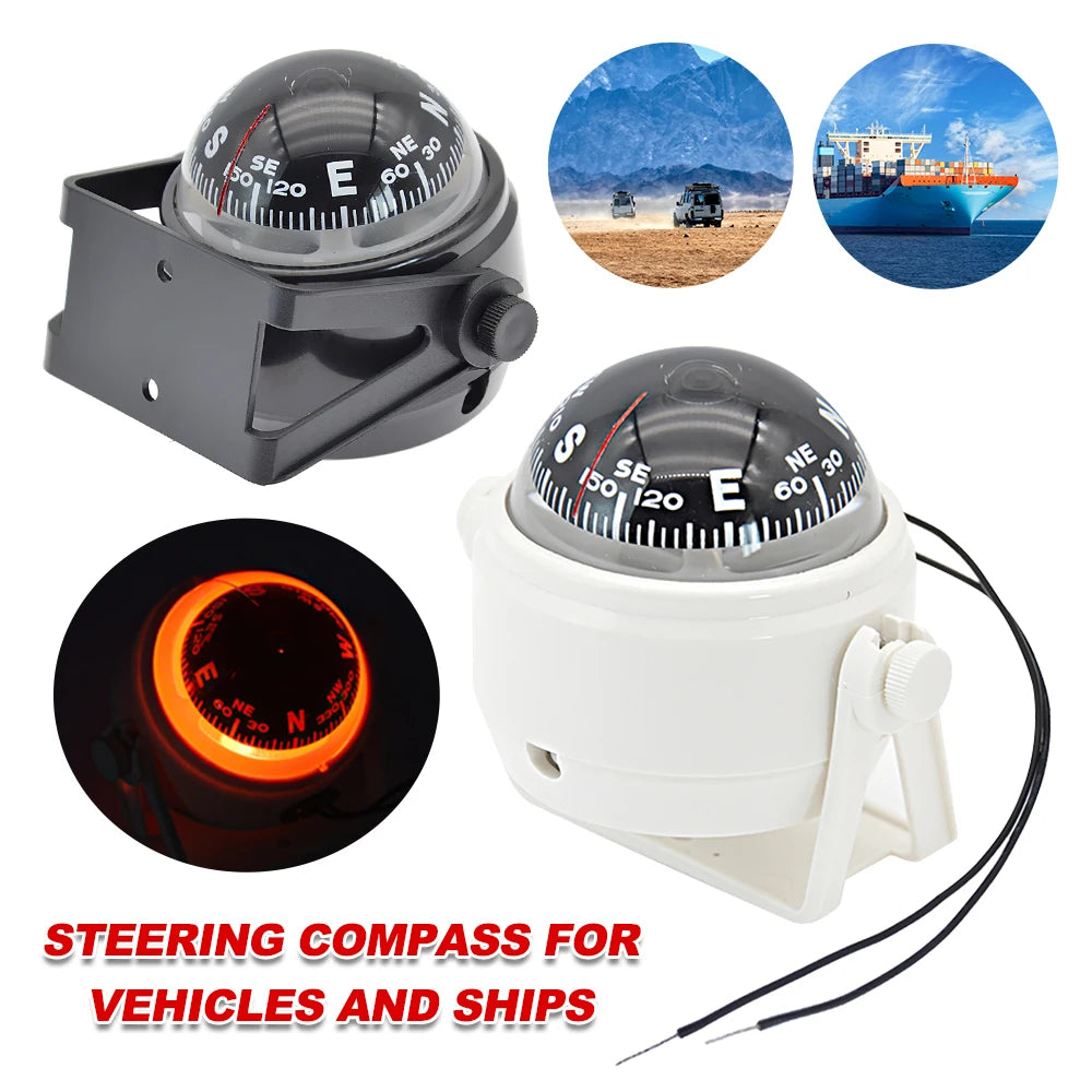 Waterproof Nautical Compass Sea Pivoting Marine Boat Compass With Electronic LED