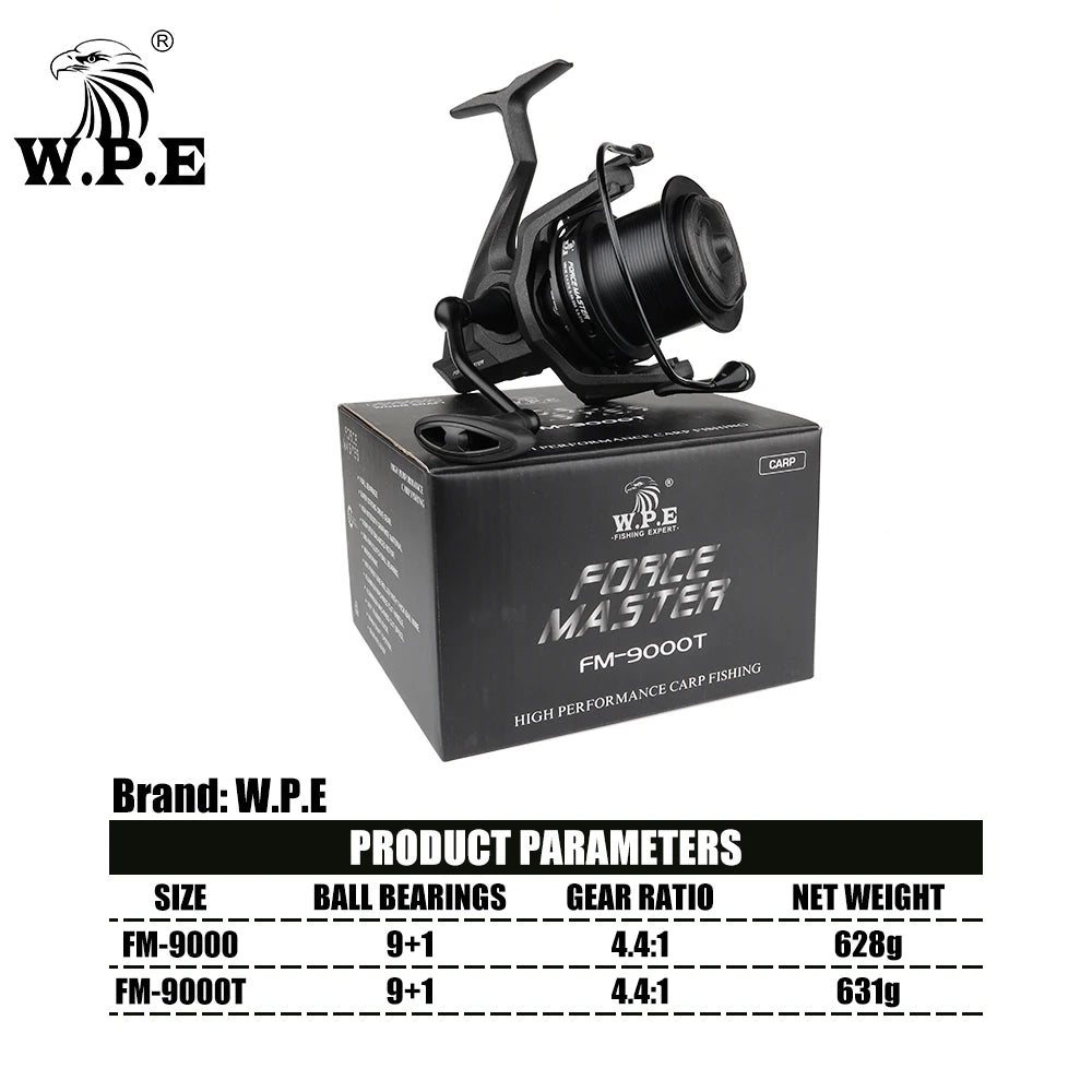 W.P.E FM9000 Carp Fishing Reel 9+1 Ball Bearings Spinning Reel 4.4:1 Gear Ratio Full