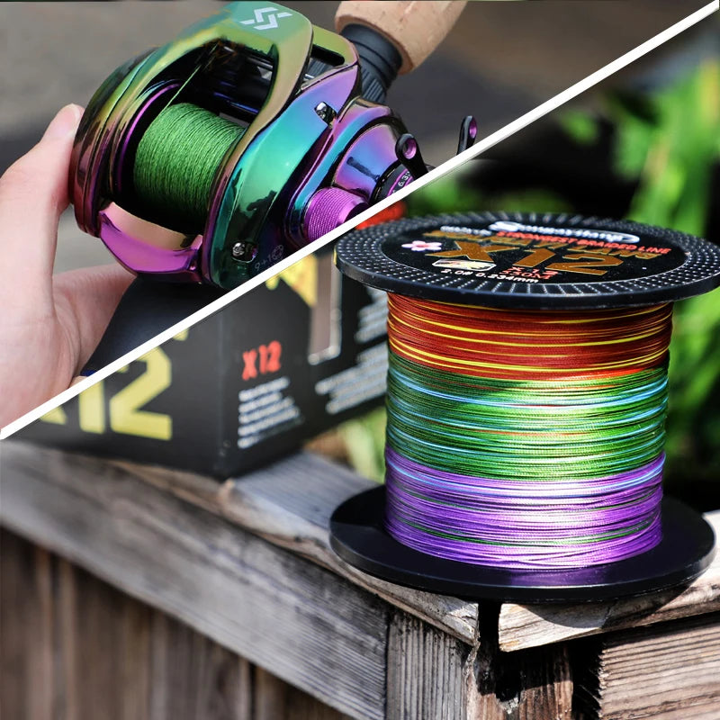 Sougayilang PE Braid Fishing Line 12 Strands PE Abrasion Resistant Fishing Wire