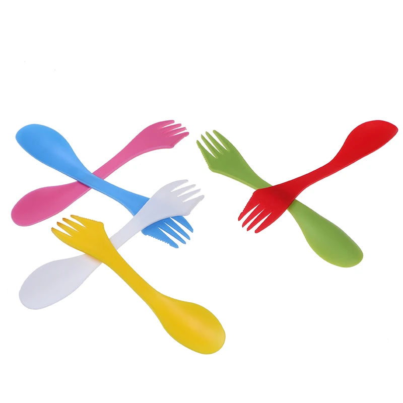 3 In 1 Utensils Plastic Spork Combo Travelling Gadget Cutlery Tableware Spoon Fork Cutter